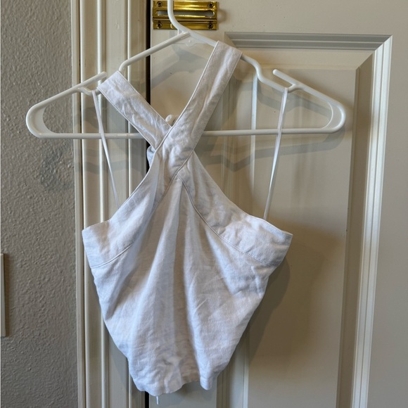 Abercrombie & Fitch White Cropped Halter Neck Shirt - Picture 3 of 6